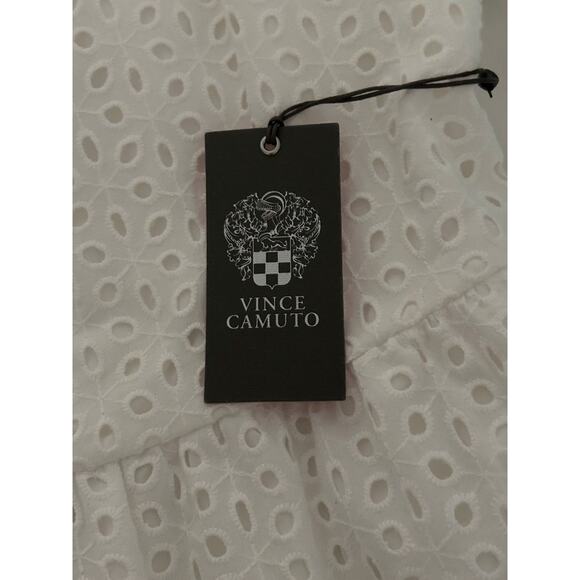 Vince Camuto Feminine White Ruffle Detail Cotton Eyelet Dress Cottage NWT Size 6 - Picture 7 of 12